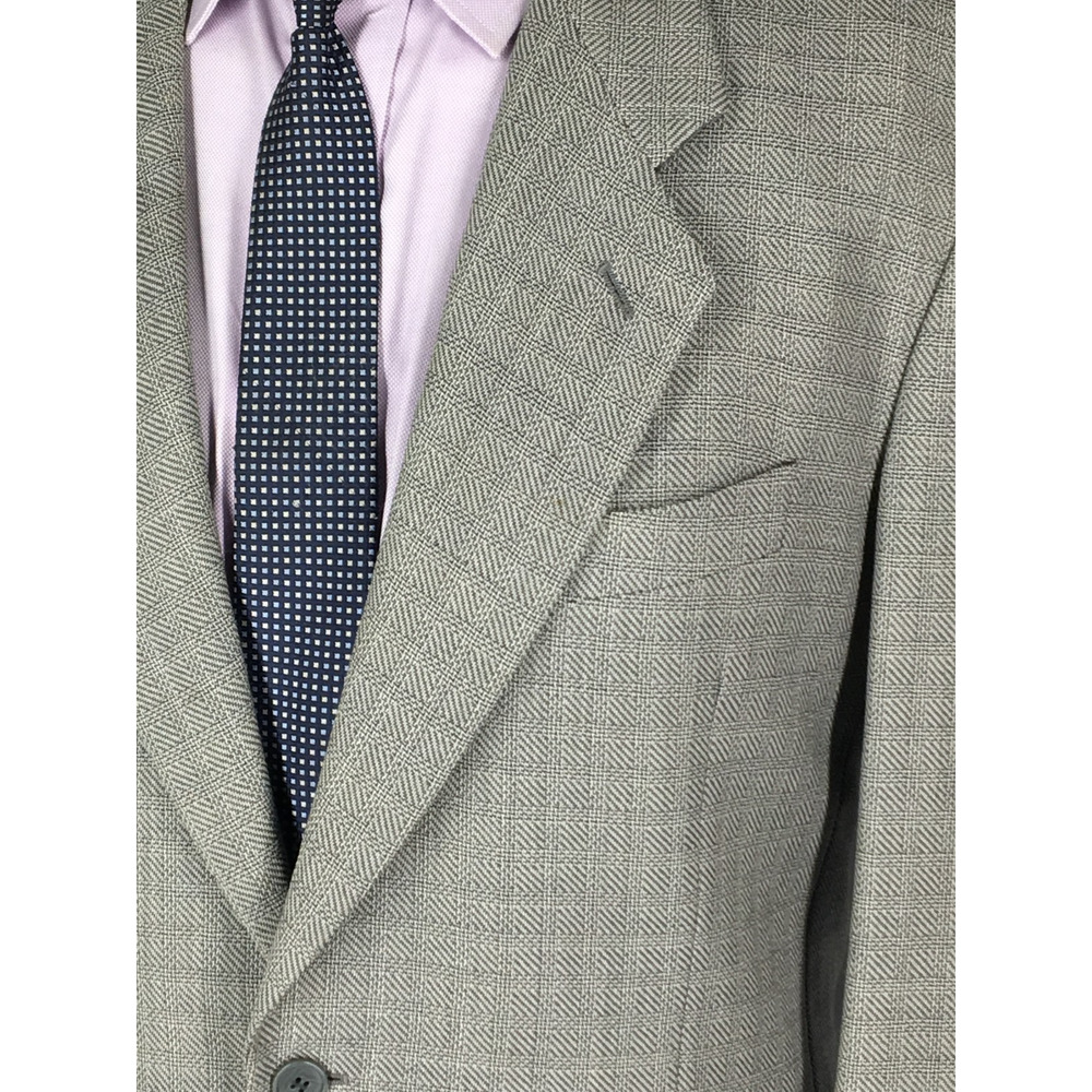 42R Giorgio Armani Italy Mens Vintage 2 Button Blazer Jacket Lt Gray Tattersall - Picture 6 of 15